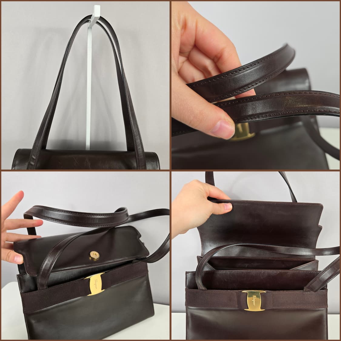 살바토레 페라가모 바라 플랩 숄더백 가방 정품 브라운 페레가모 상품이미지9