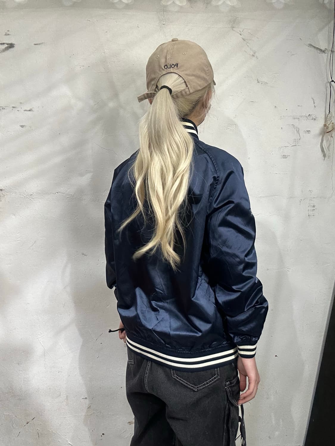 미즈노 네이비 자수 바시티 바람막이 트랙 자켓  상품이미지3