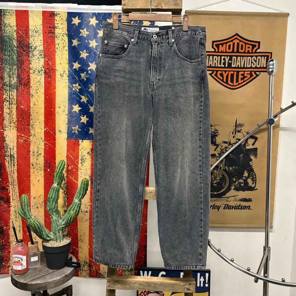 00s 리바이스 실버탭 루즈핏 흑청 보더데님팬츠 N187 상품이미지1