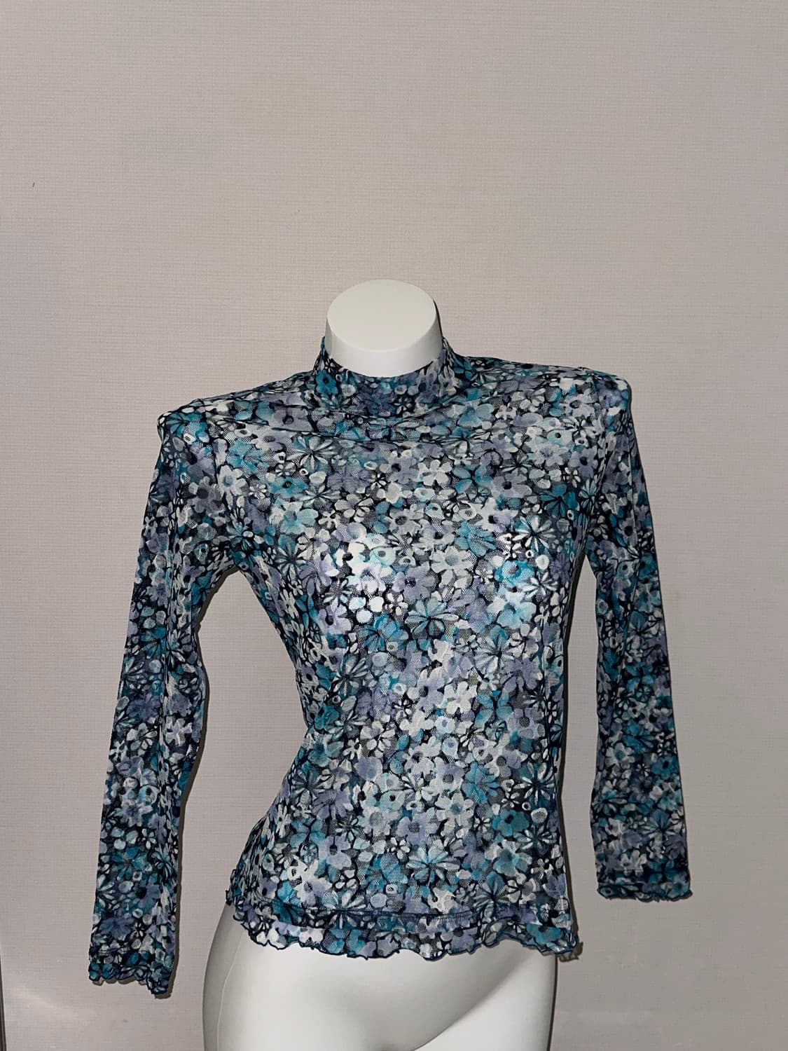 빈티지 메쉬 반폴라 패턴 탑 상품이미지2