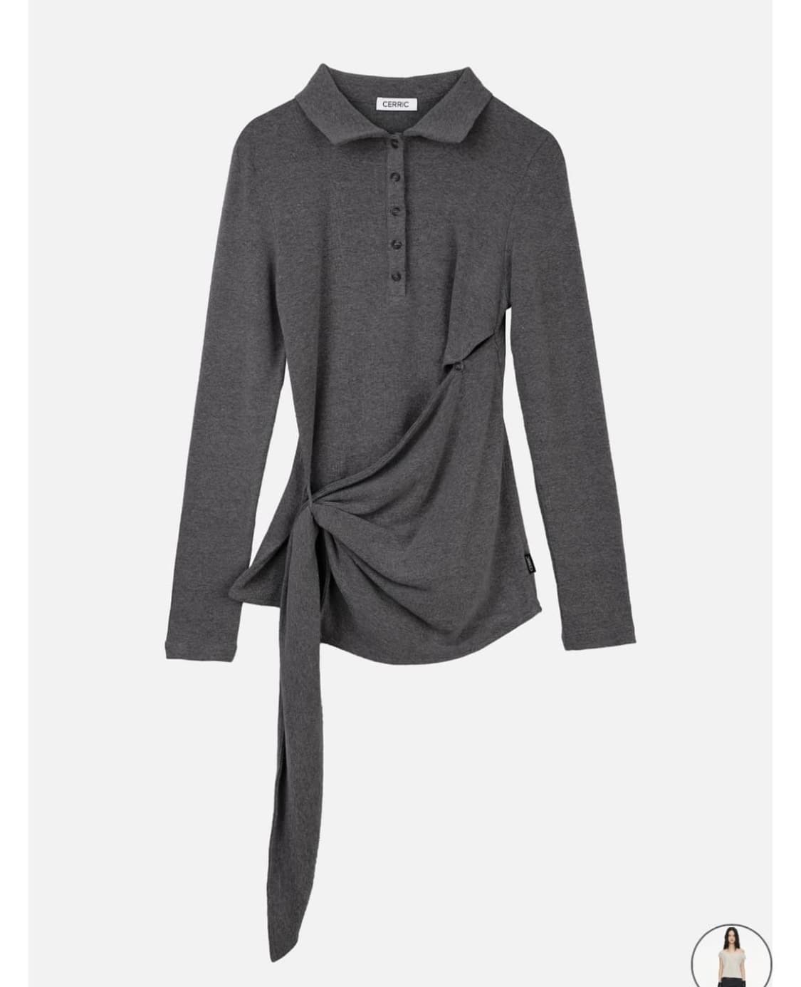 CERRIC TWIST BUTTON TOP CHARCOAL 상품이미지3
