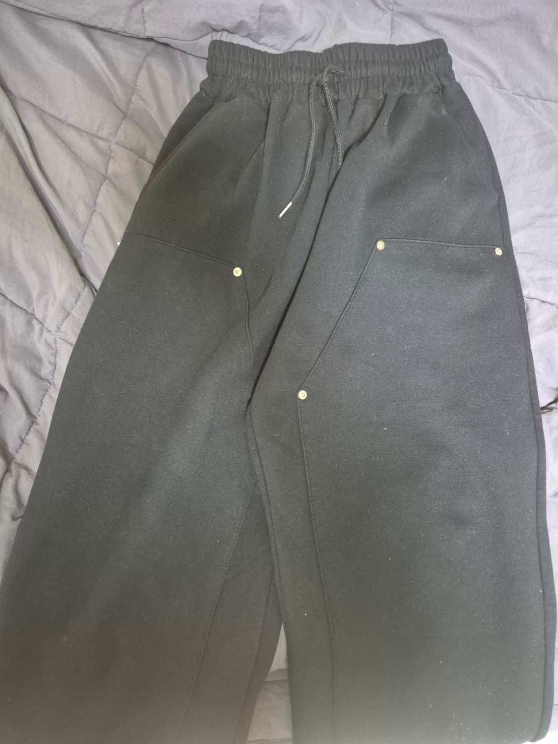 리벳 더블니 스트링 와이드팬츠 상품이미지3