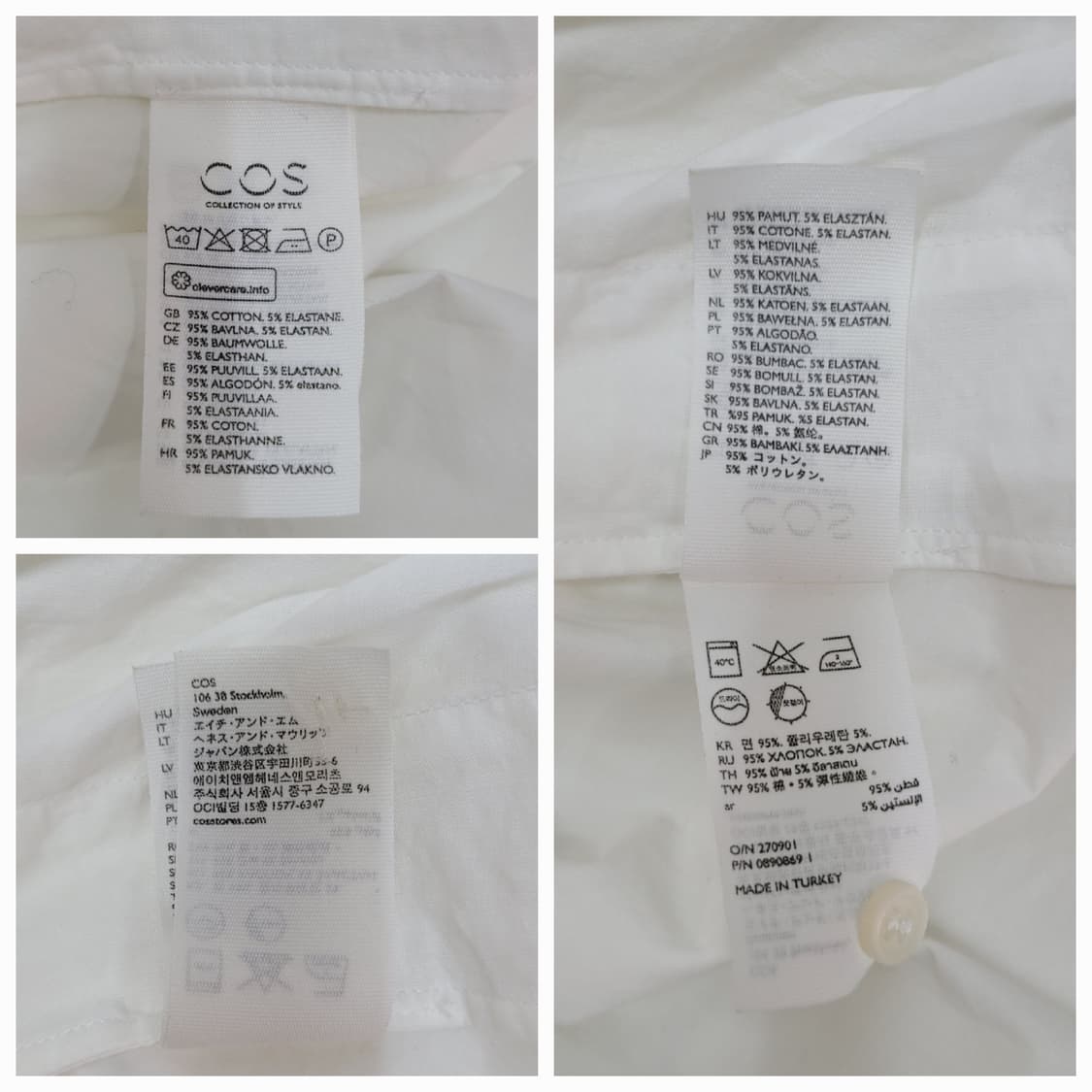 COS 코스 드레이프 코튼 셔츠 드레스 / 여 165-84A 화이트
 상품이미지9