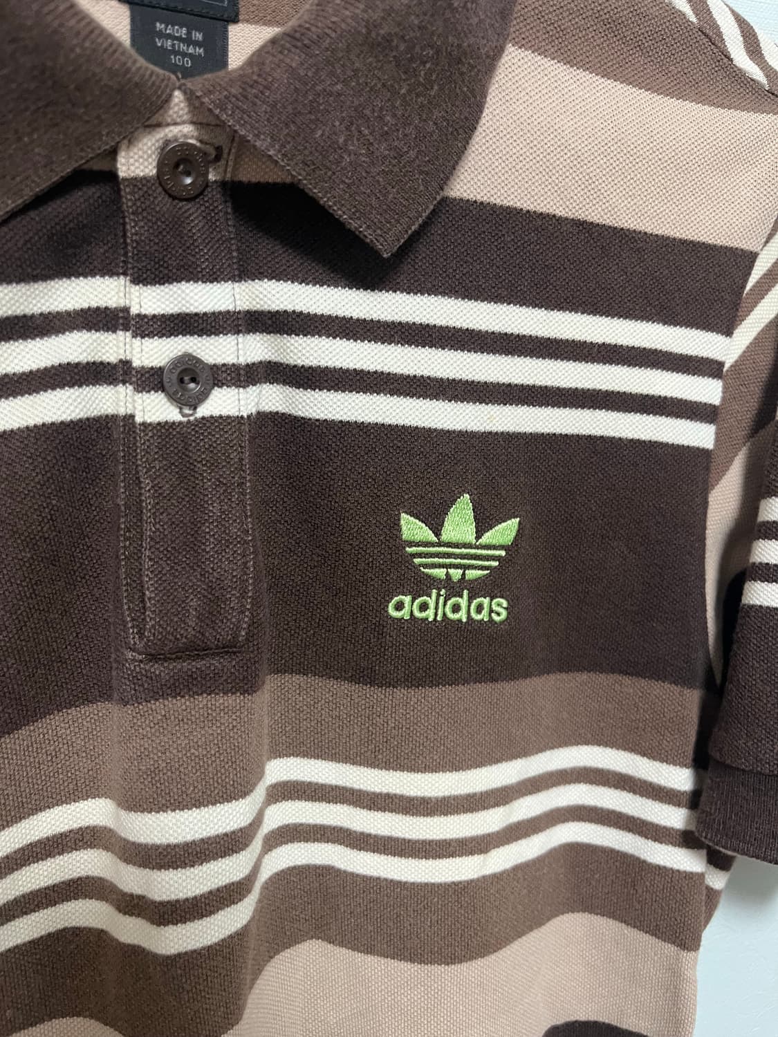 아디다스 스트라이프 반팔 카라티 브라운 상품이미지2