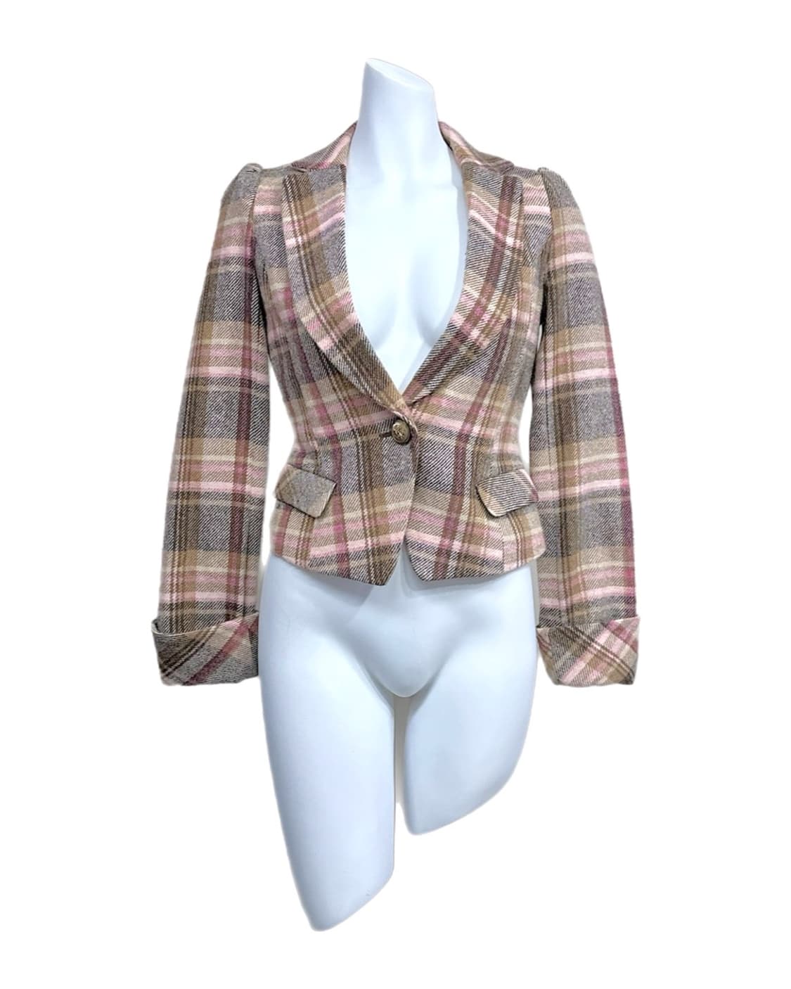 리즈리사 울 체크자켓 상품이미지1