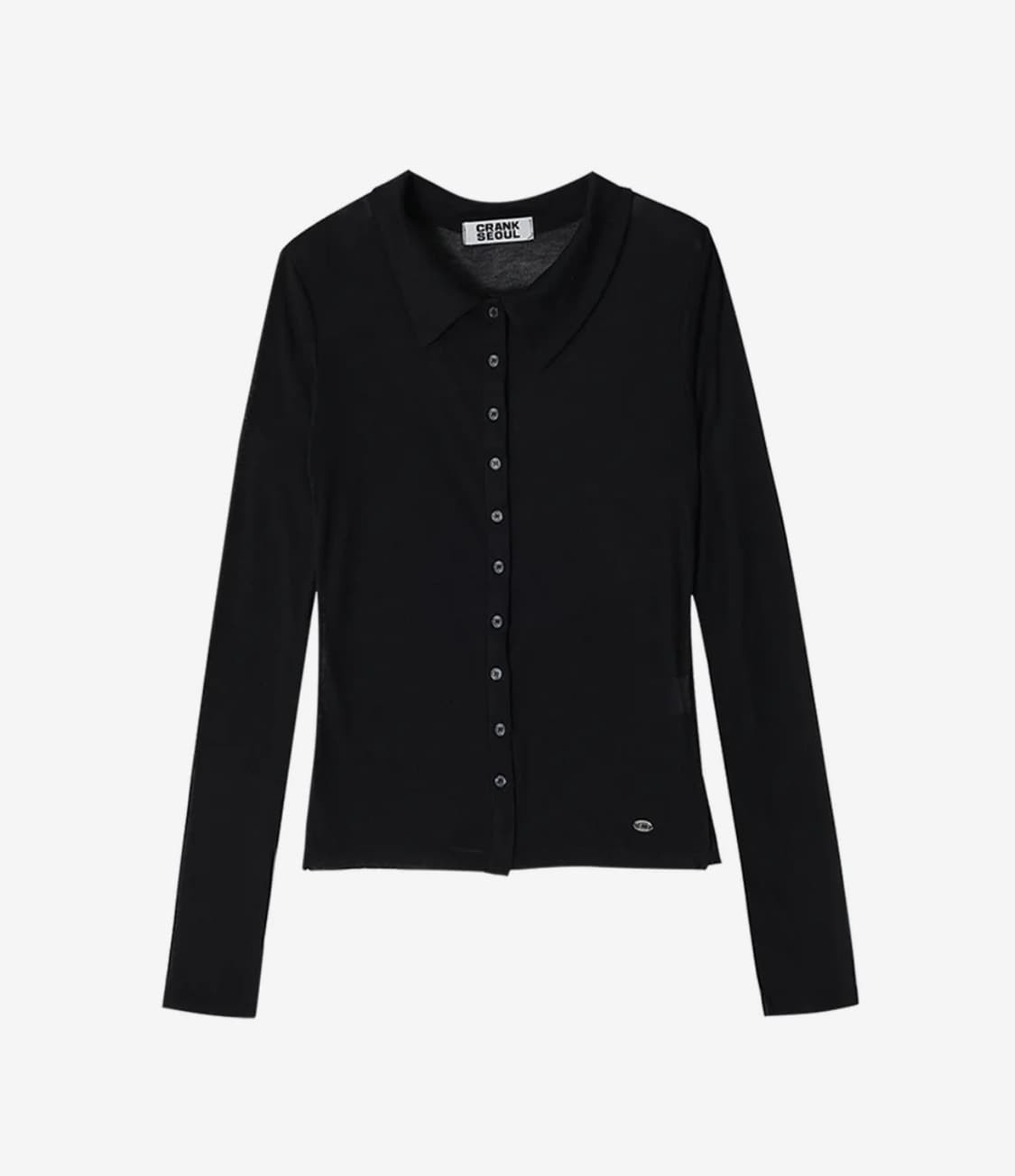 크랭크 시어 카라 버튼 탑 상품이미지2