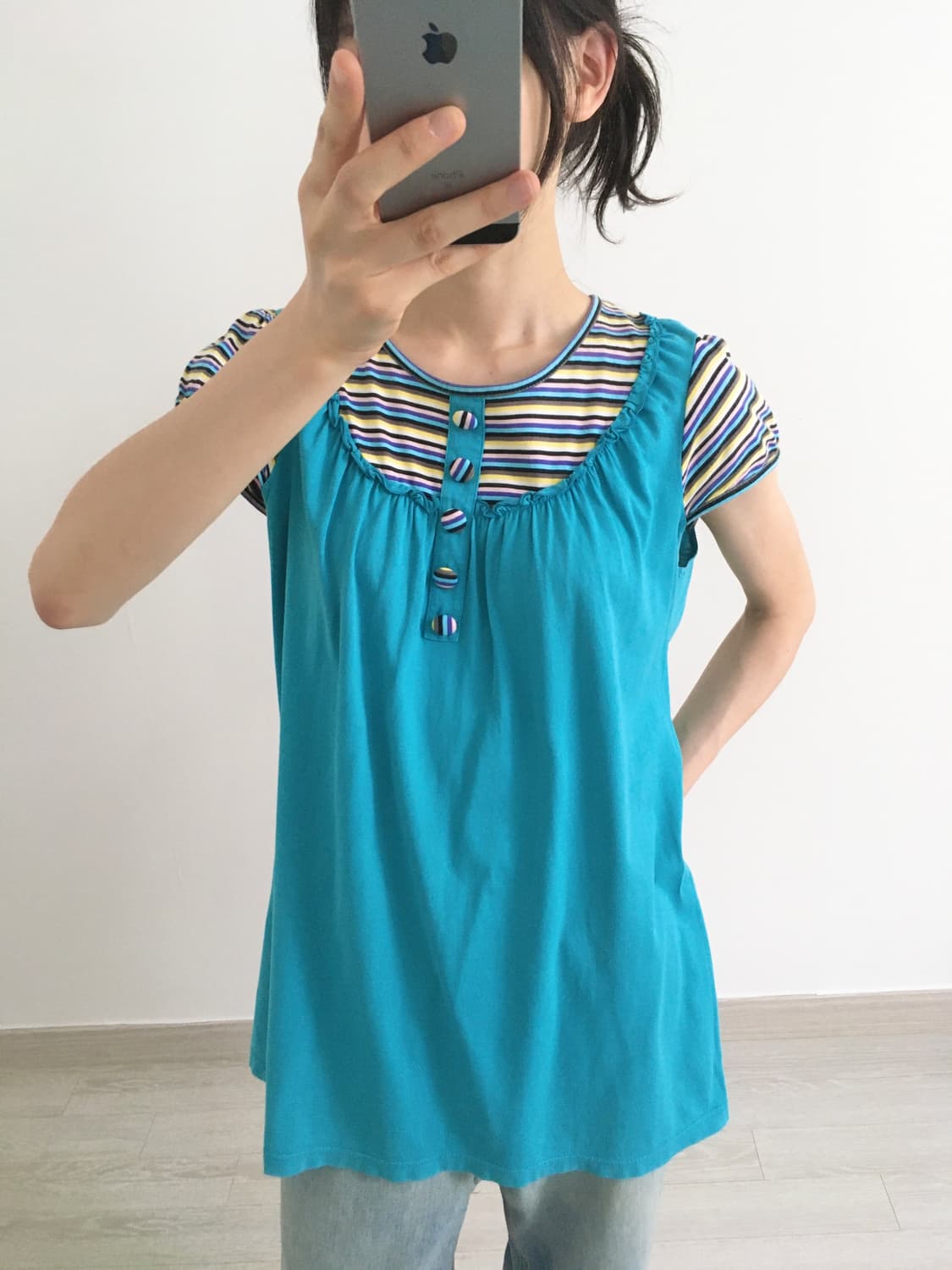 turquise stripe top 상품이미지4