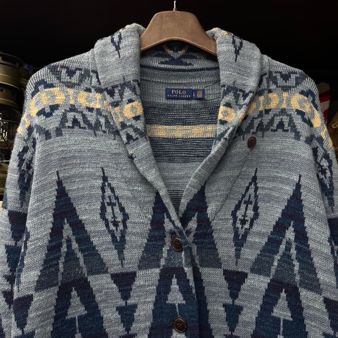 폴로 랄프로렌 신형 네이티브 나바호 패턴 니트 가디건 나무 단추 N46 상품이미지3