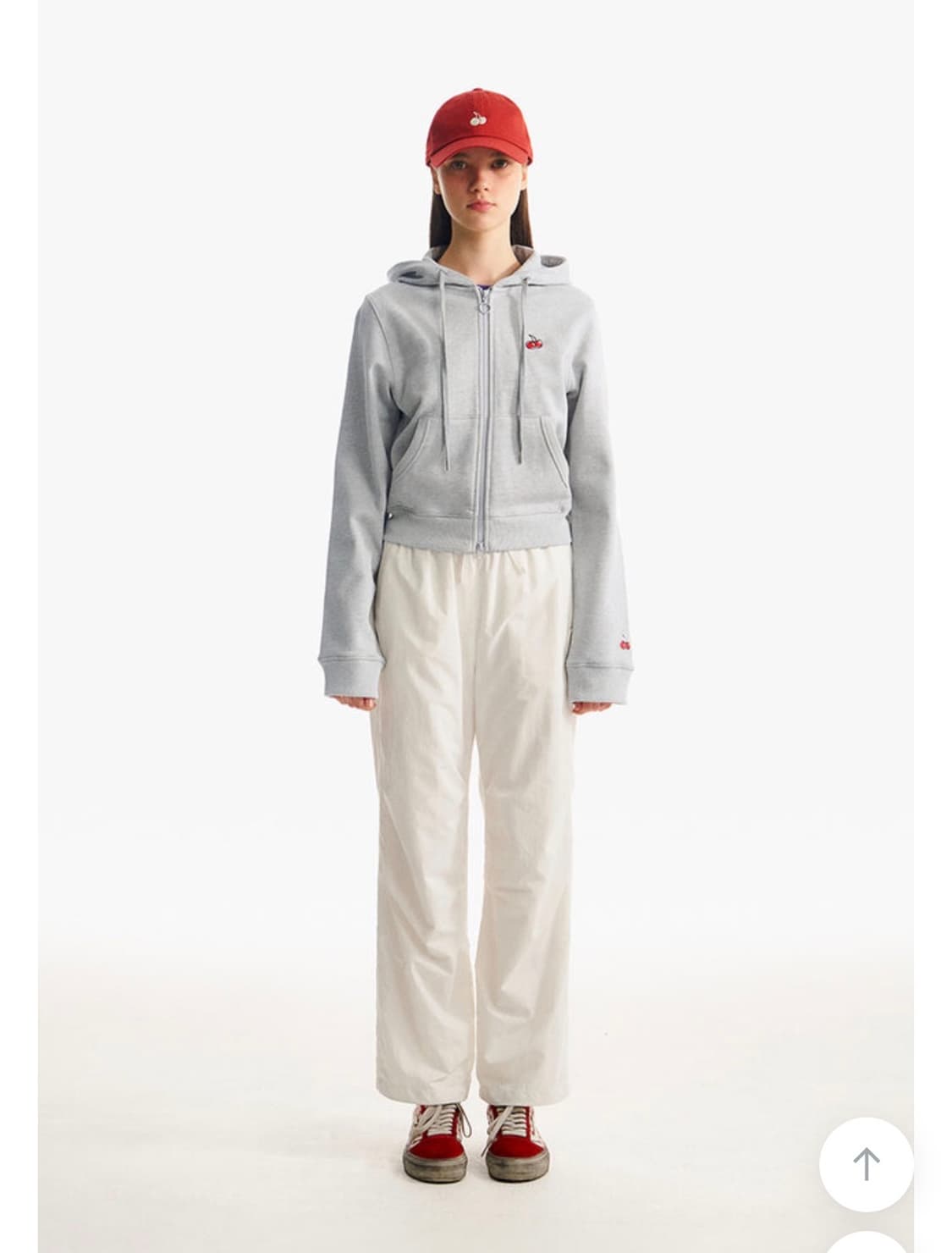 스몰 체리 크롭 후드 집업 (멜란지 그레이) 상품이미지3