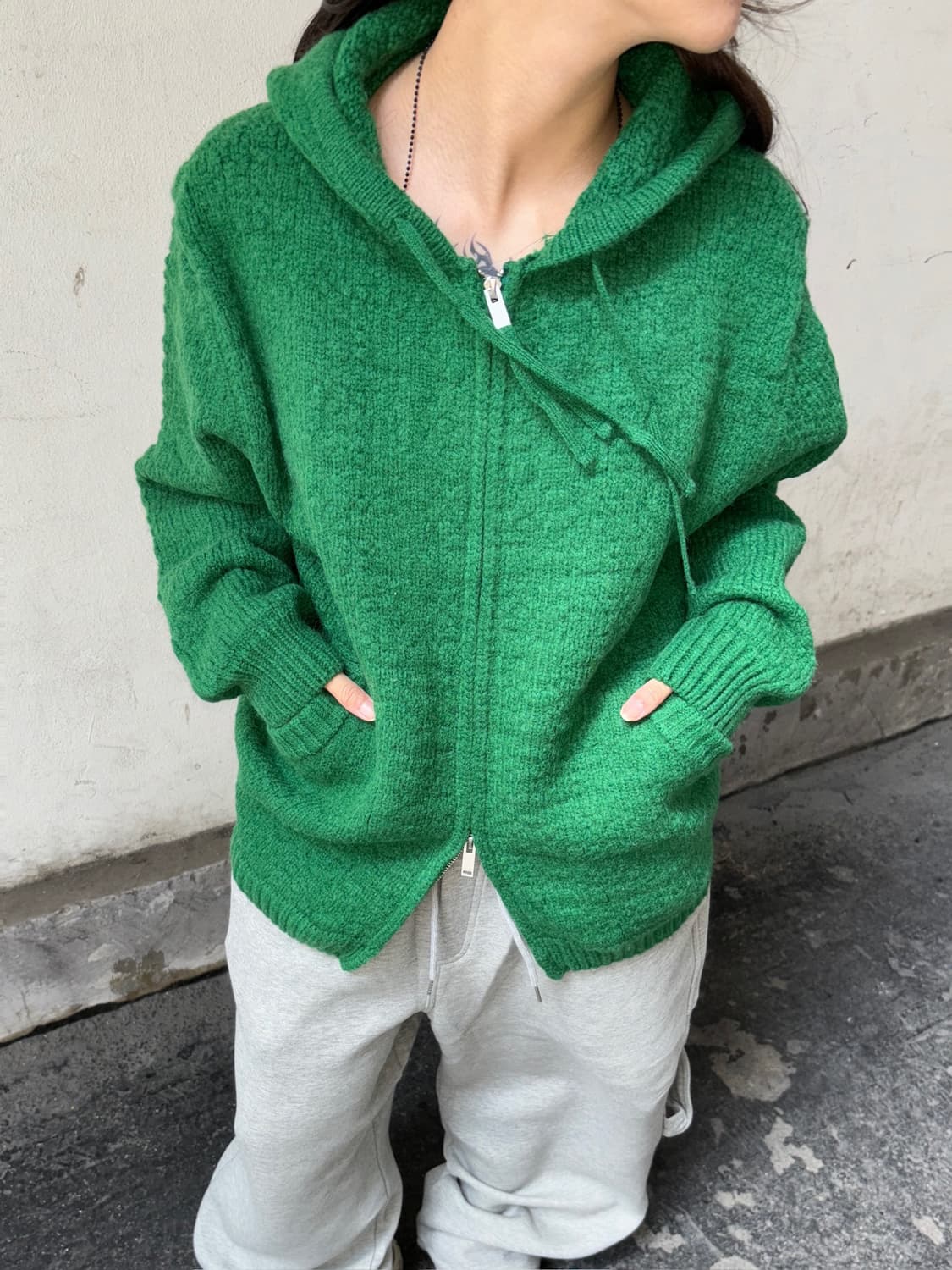 *Pre order [unisex] 플로우 투웨이 니트 후드집업(2co) 상품이미지1