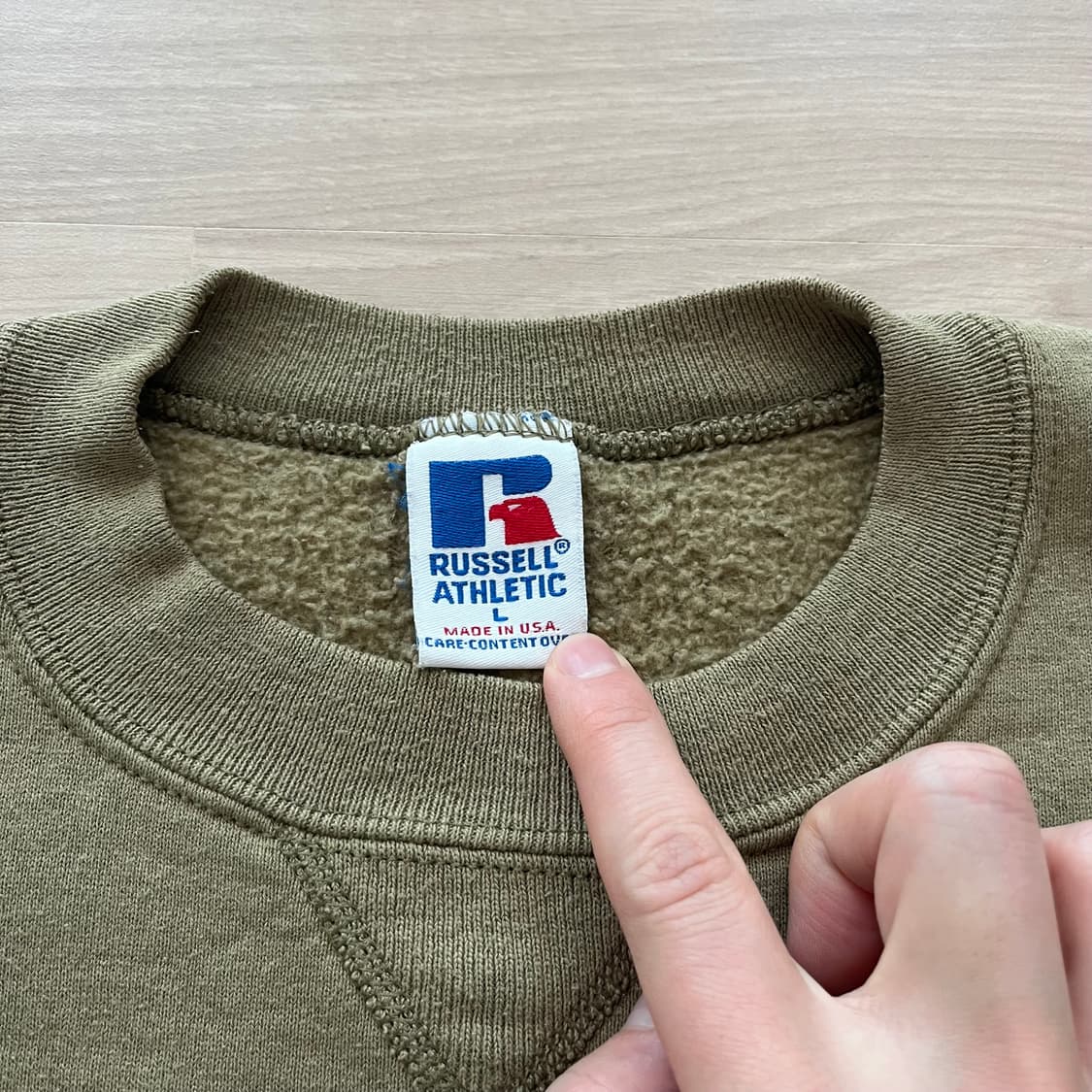 [L] 90s 빈티지 러셀 스웻셔츠 맨투맨 올리브 상품이미지2