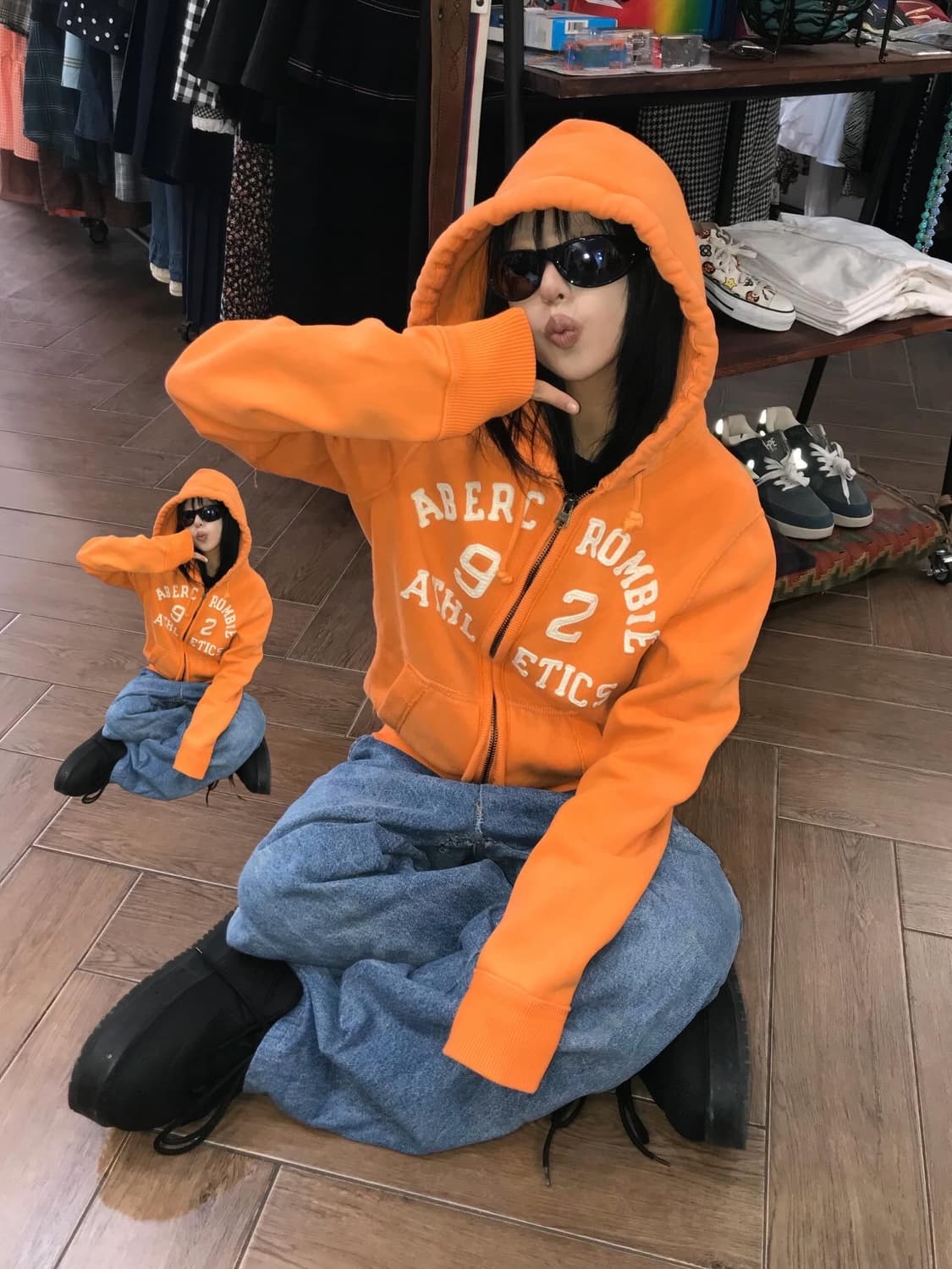 Abercrombie Orange Hood Zip-Up 상품이미지1