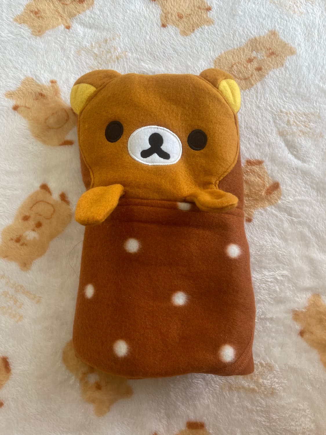 리락쿠마 rilakkuma 도트 접이식 담요 🤎💛 상품이미지2
