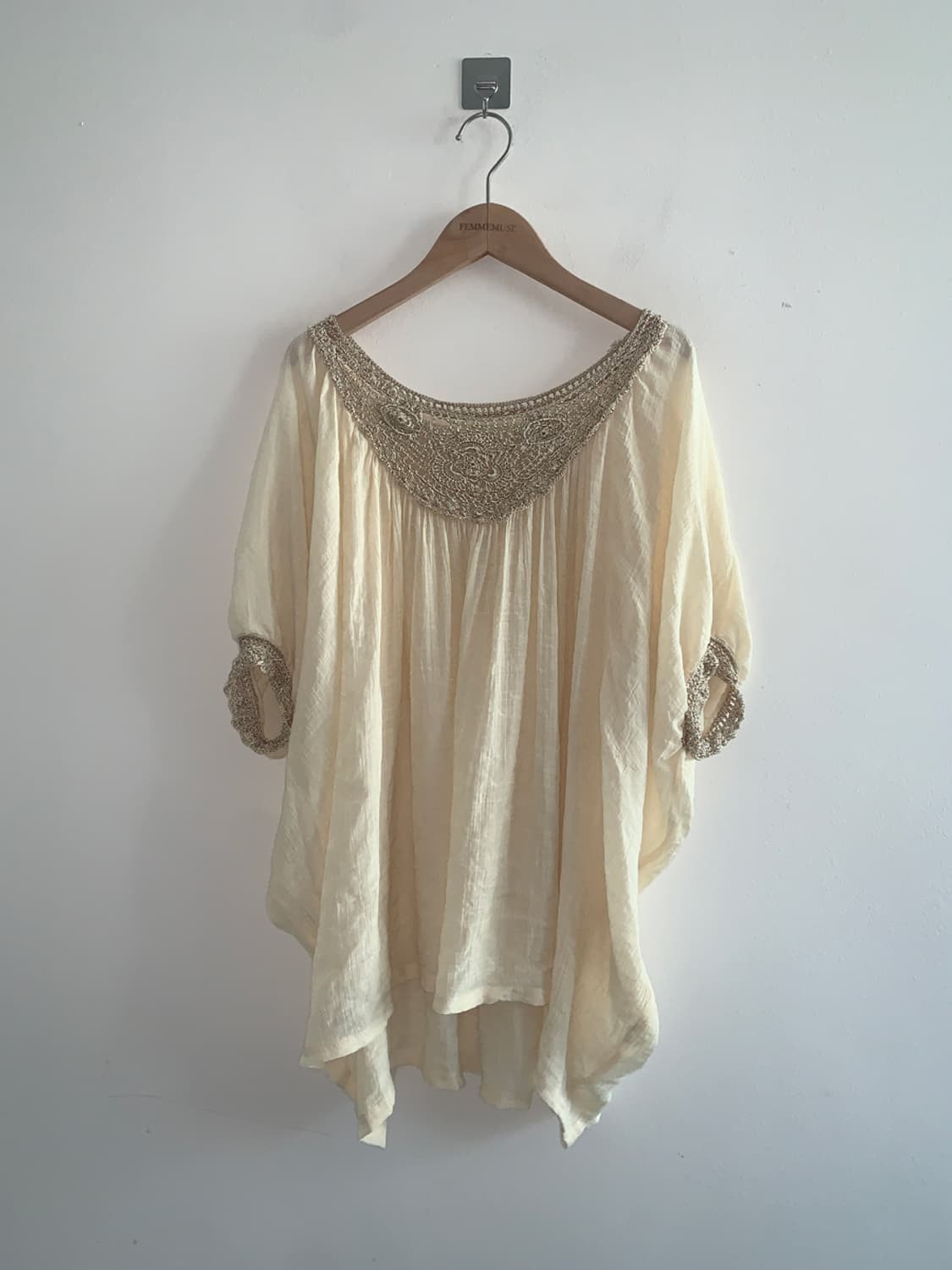 Linen lace u neck long blouse 상품이미지1