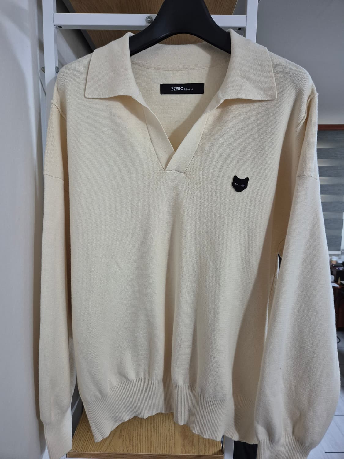 송지오옴므 지제로 팬서 오픈카라 니트 M 아이보리 상품이미지1