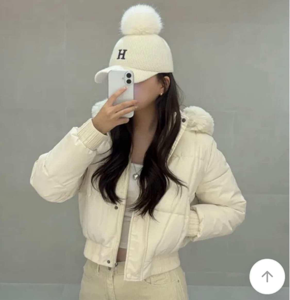 아이보리 퍼 숏패딩 상품이미지1