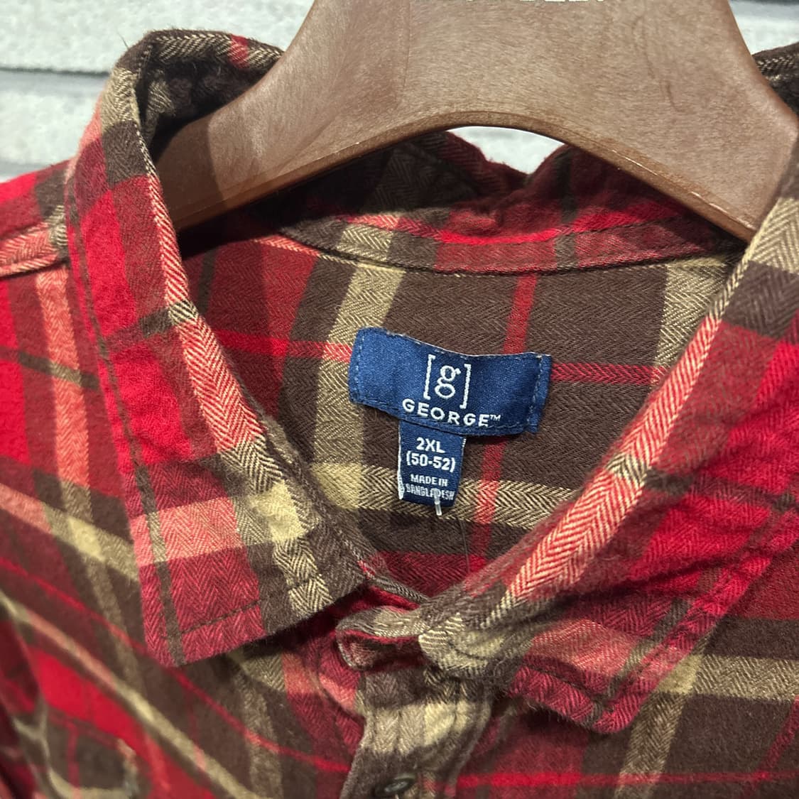 USA VINTAGE 타탄체크 헤비 플란넬 셔츠 워크포켓 디테일 레드 상품이미지6