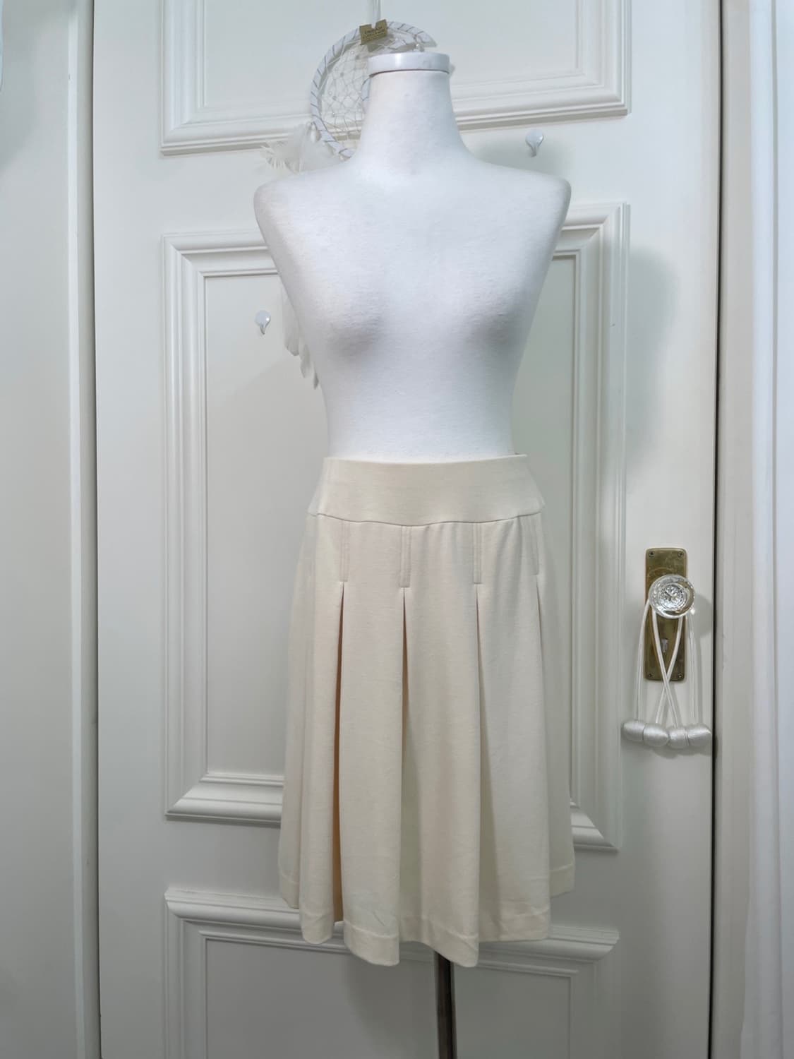 cream pleats banding midi skirt(size-M) 상품이미지1