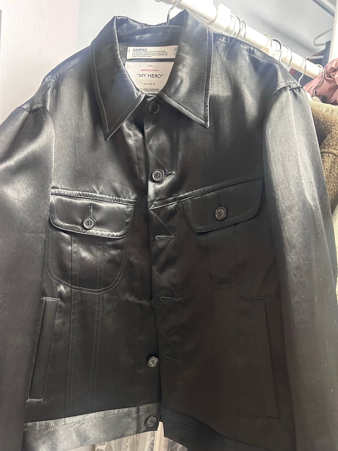다이리쿠 DAIRIKU Satin jacket black (M) 상품이미지1