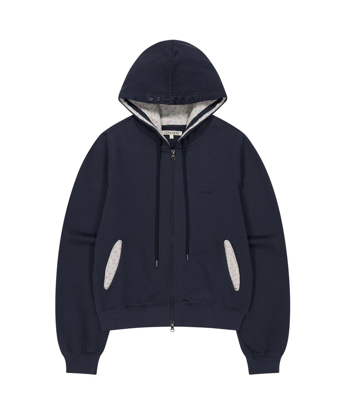 COYSEIO FLOWER POINT ZIP-UP HOODIE NAVY  상품이미지1