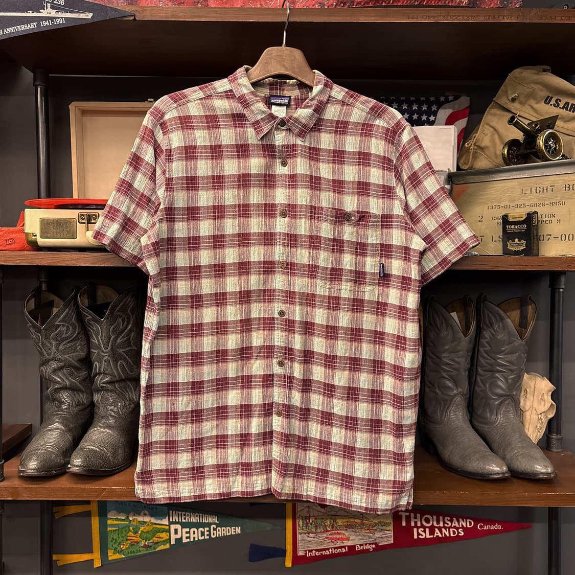 파타고니아 오가닉코튼 캐주얼 윈도우 체크 시어서커 셔츠 N1024 상품이미지1