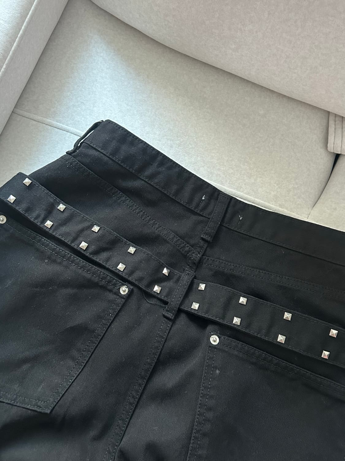 스터드 블랙 와이드 데님 상품이미지2