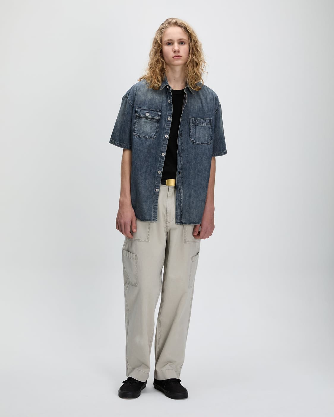 (xl)khakis 카키스 2p 데님 반팔셔츠 다크블루 상품이미지4
