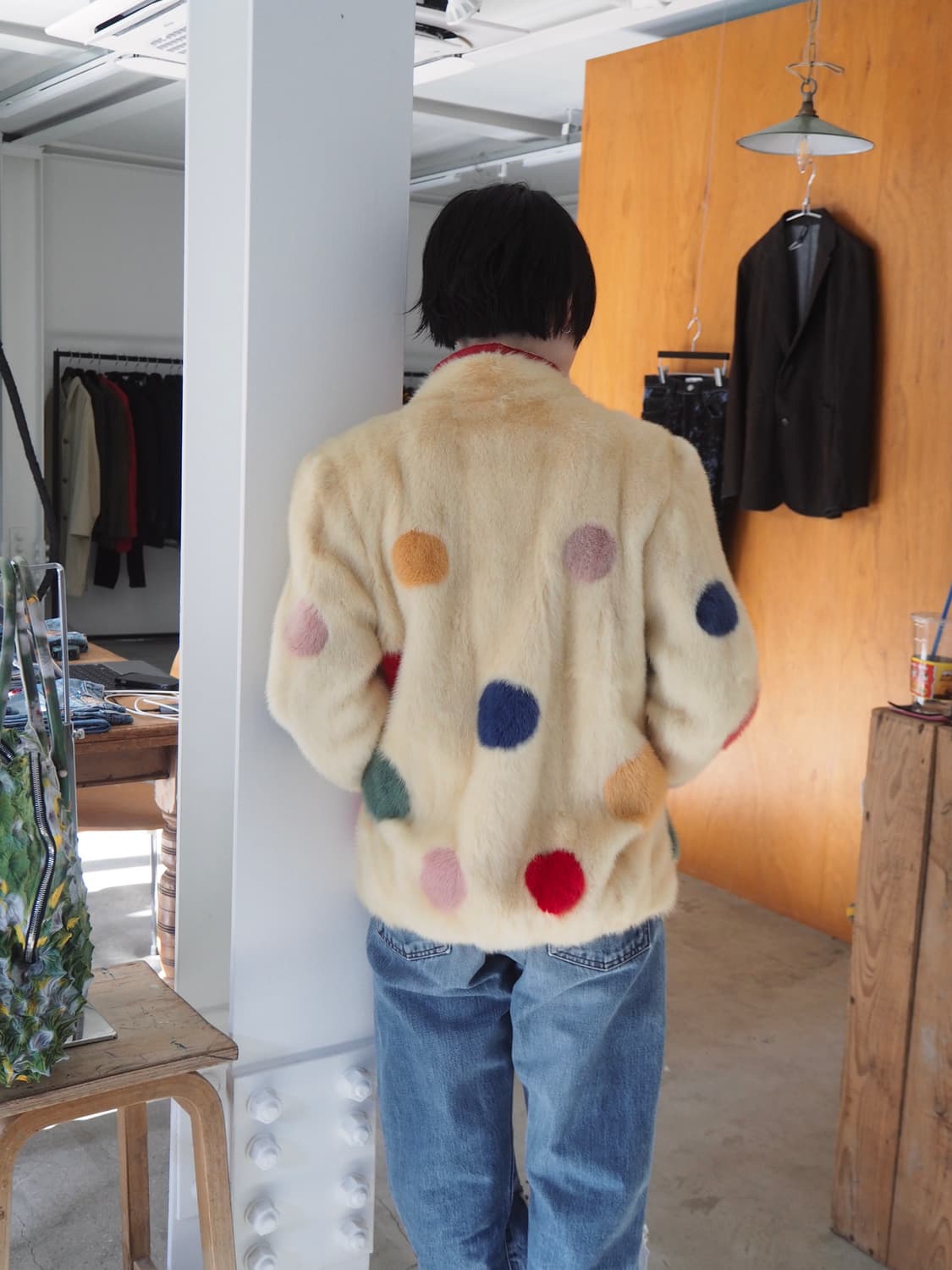 vintage dot fur jacket 상품이미지1