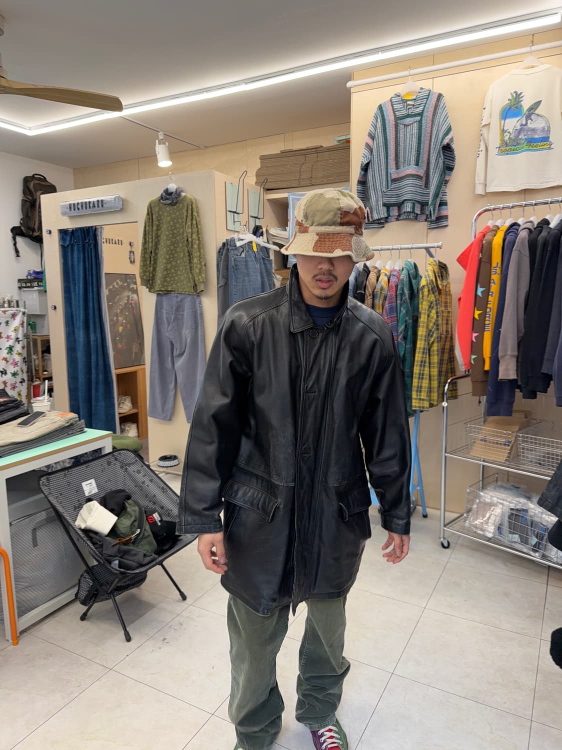 Vtg leather car coat 상품이미지5