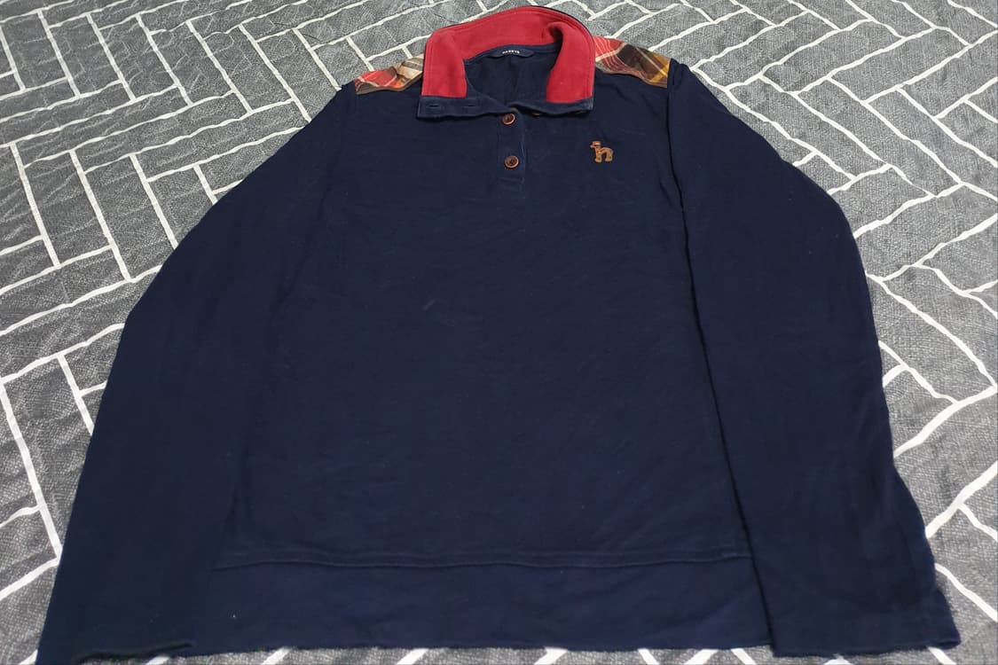 헤지스 숄더체크 혜비코튼 헨리넥 롱슬리브 (네이비,핑크)2개 (95) 상품이미지1