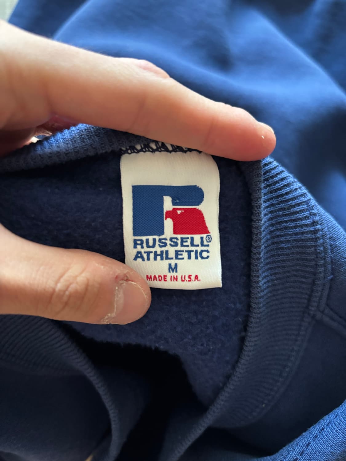 [M] 90s 러셀 맨투맨 스웻셔츠 블랭크 블루 빈티지 상품이미지3