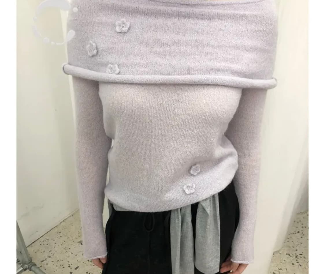 연보라 꽃 오픈숄더  상품이미지1