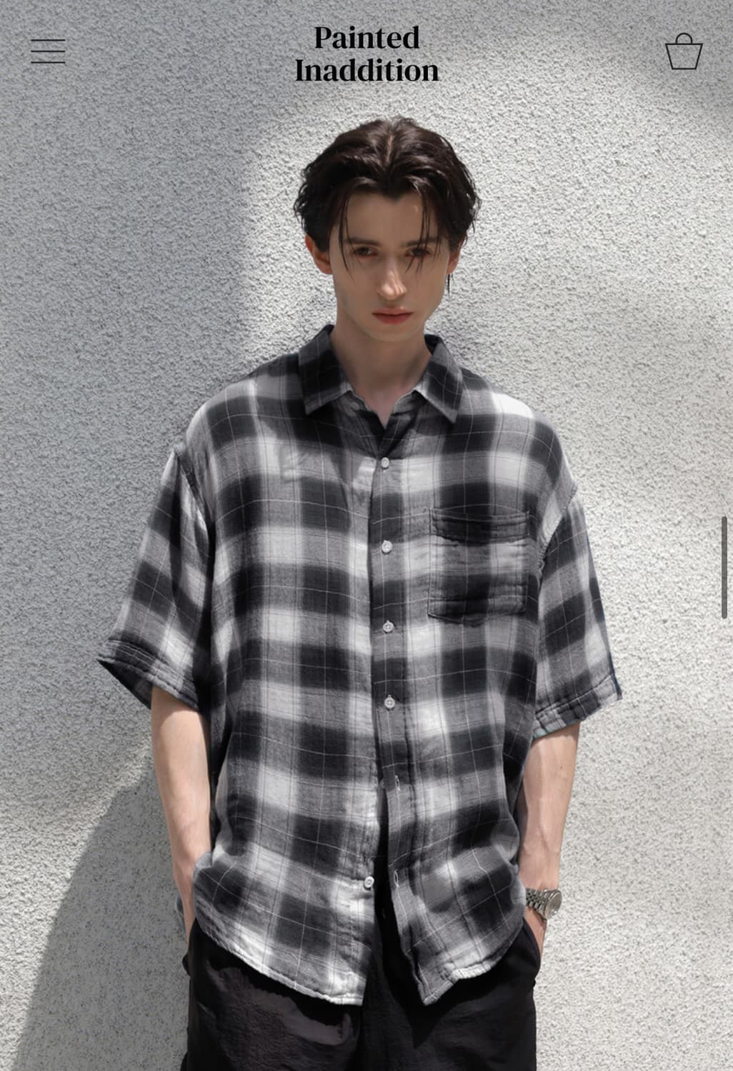 페인티드 인에디션 반팔 체크셔츠 0사이즈 상품이미지5