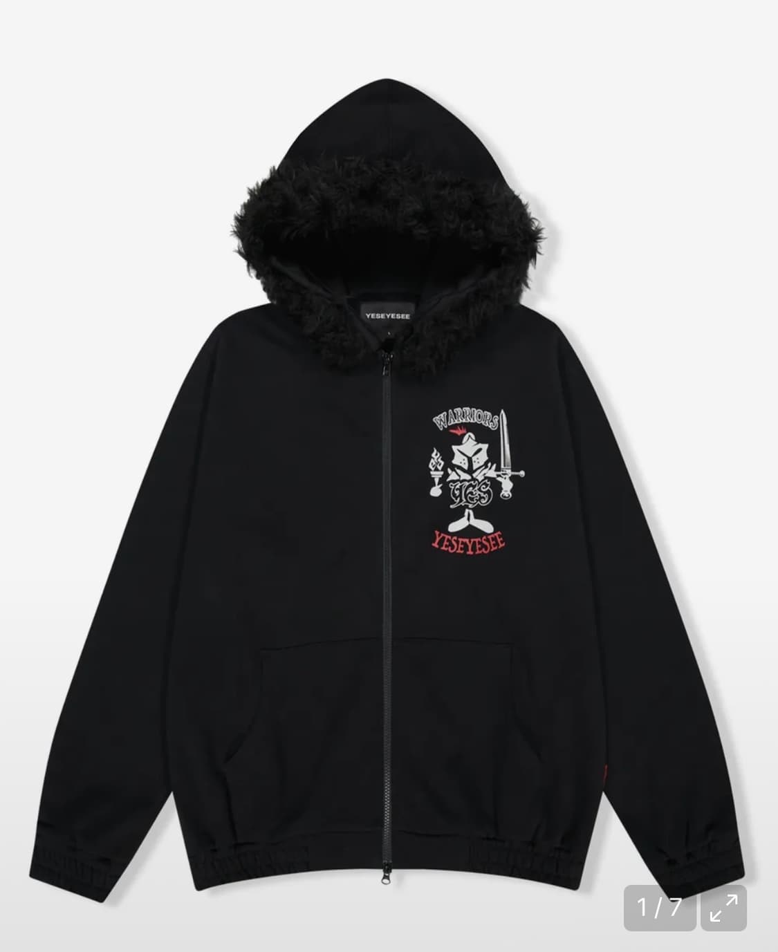 Y.E.S Fur Zip-up Hoodie Black 상품이미지1
