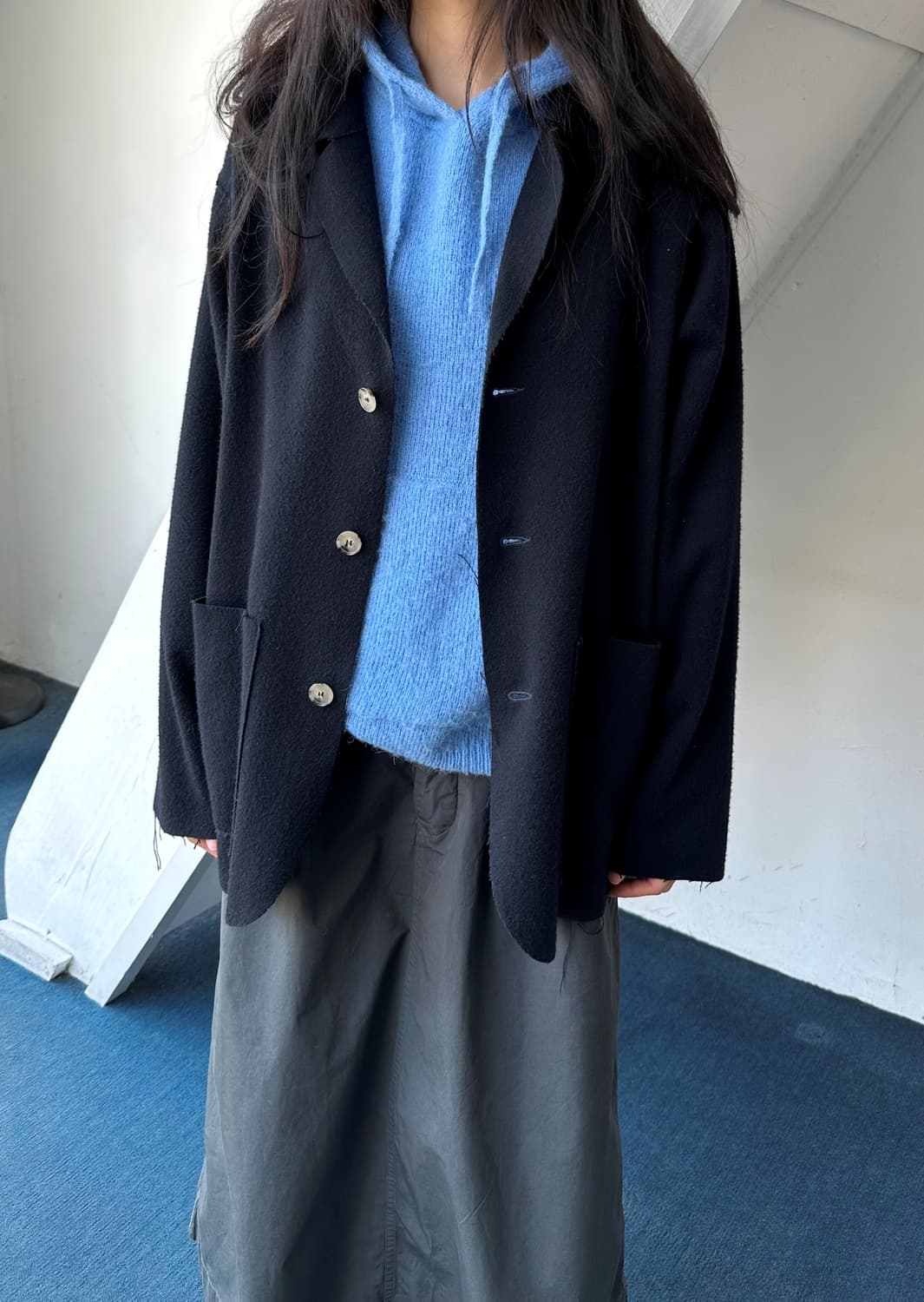 Brushed fabric hooded design knit P/O 상품이미지4