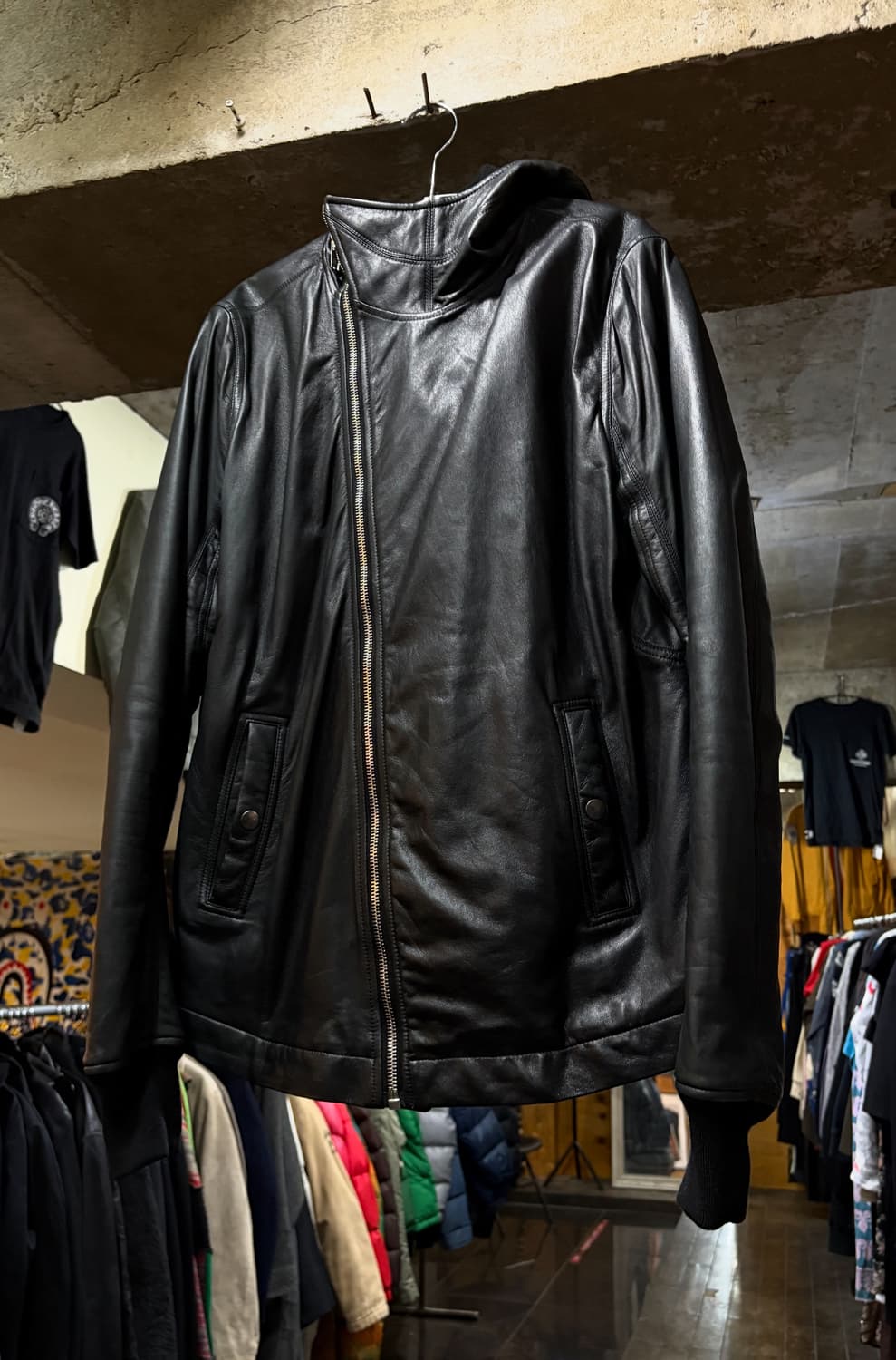 2014 rick owens 릭오웬스 아카이브 레더 사선 집업 자켓 상품이미지2