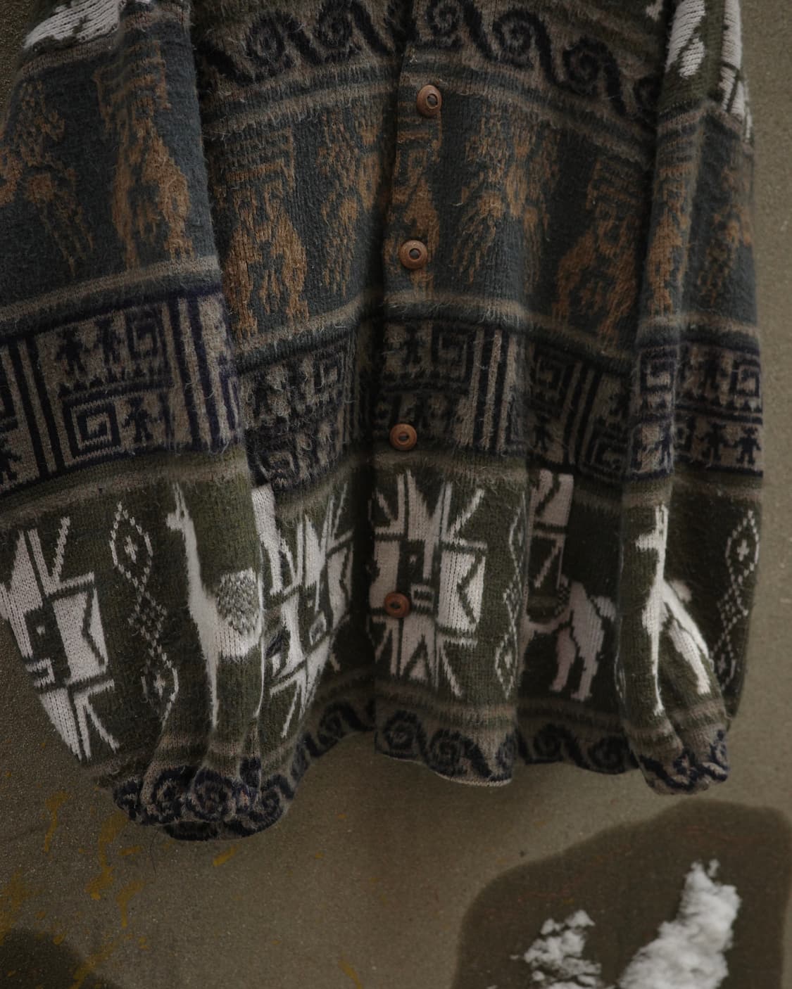 빈티지 아즈텍 패턴 헤어리 울 알파카 후드 니트 상품이미지4