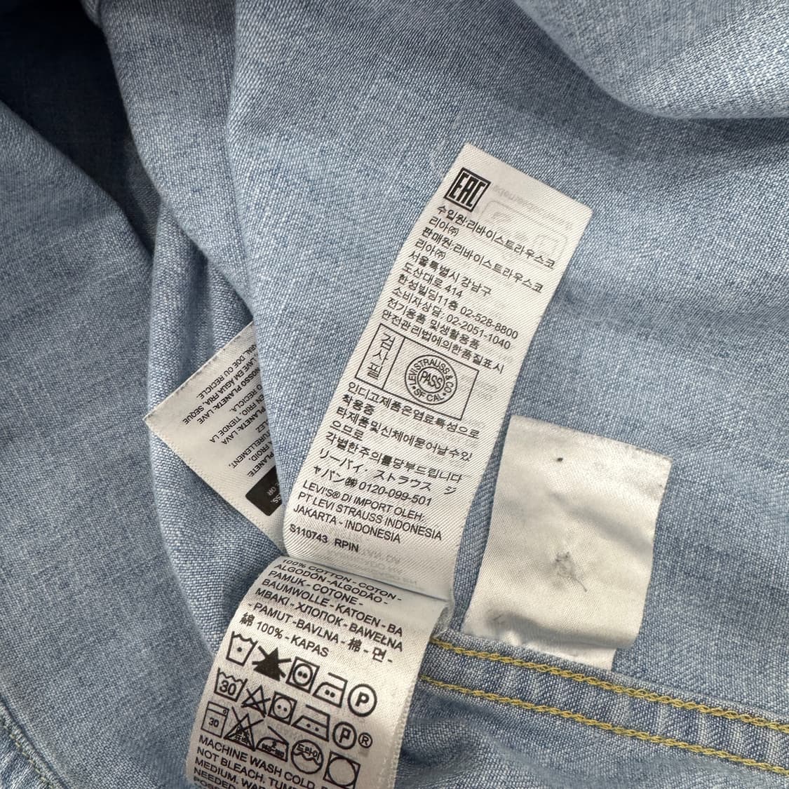 L 리바이스 스탠다드 연청 데님 웨스턴 남방 셔츠  상품이미지5