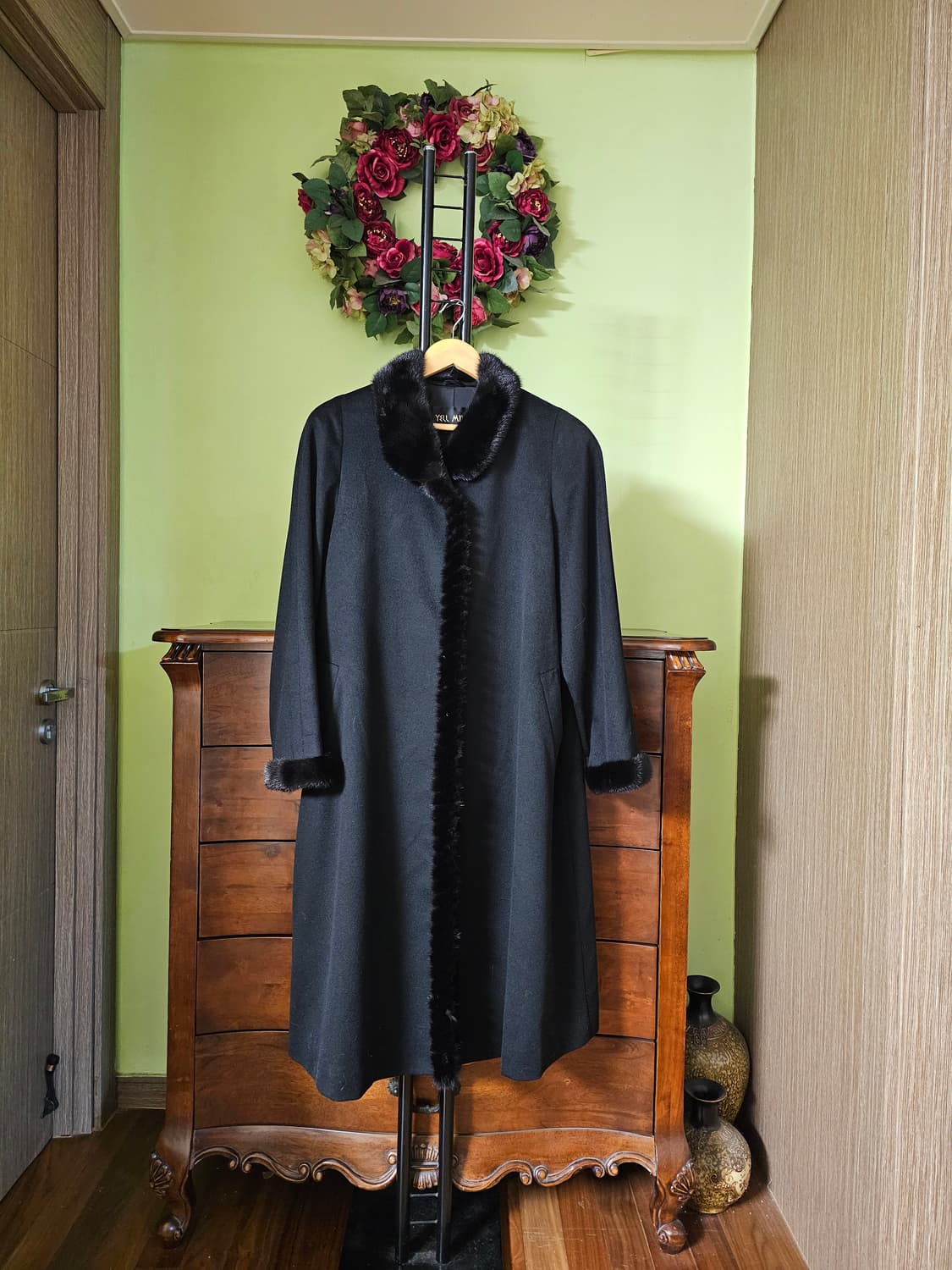 캐시미어100% 밍크배색 코트 상품이미지1