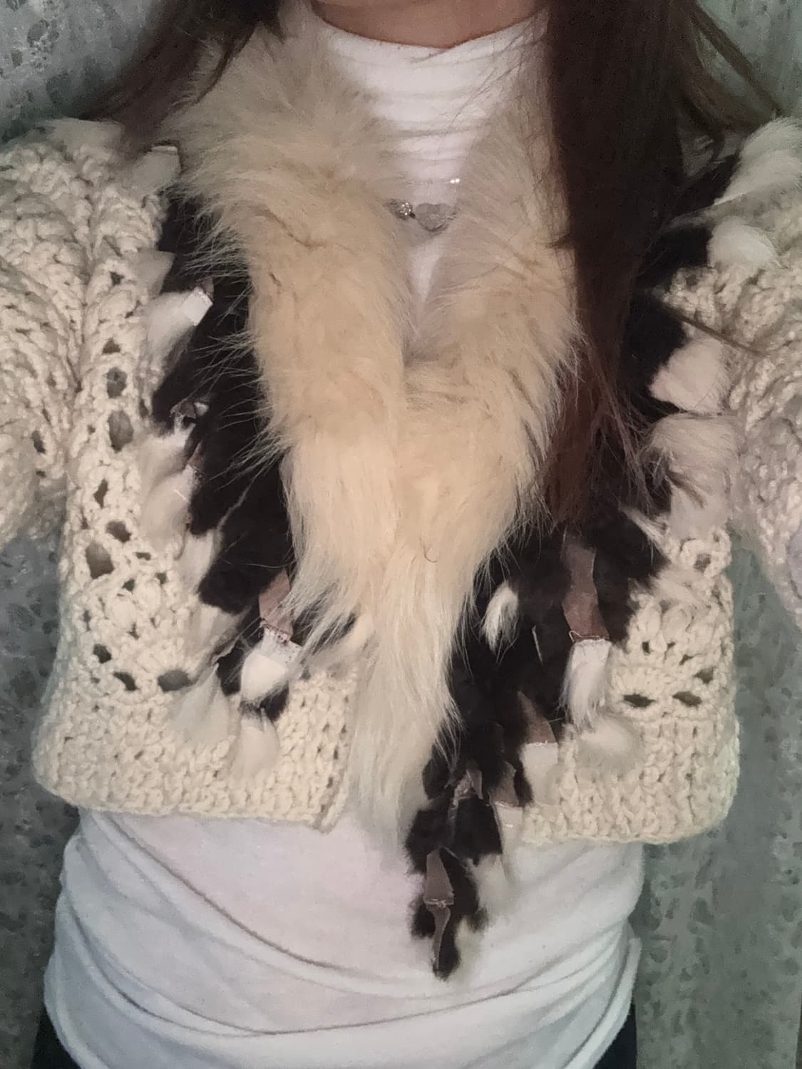 White fur knite cardigan 상품이미지5