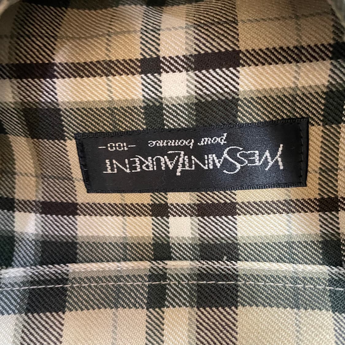 입생로랑 베이지 체크 원포켓 울 폴리 긴팔 셔츠 100 상품이미지4