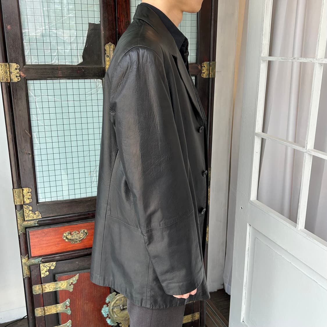 90s 엠포리오 아르마니 램스킨 레더 블레이저 상품이미지2