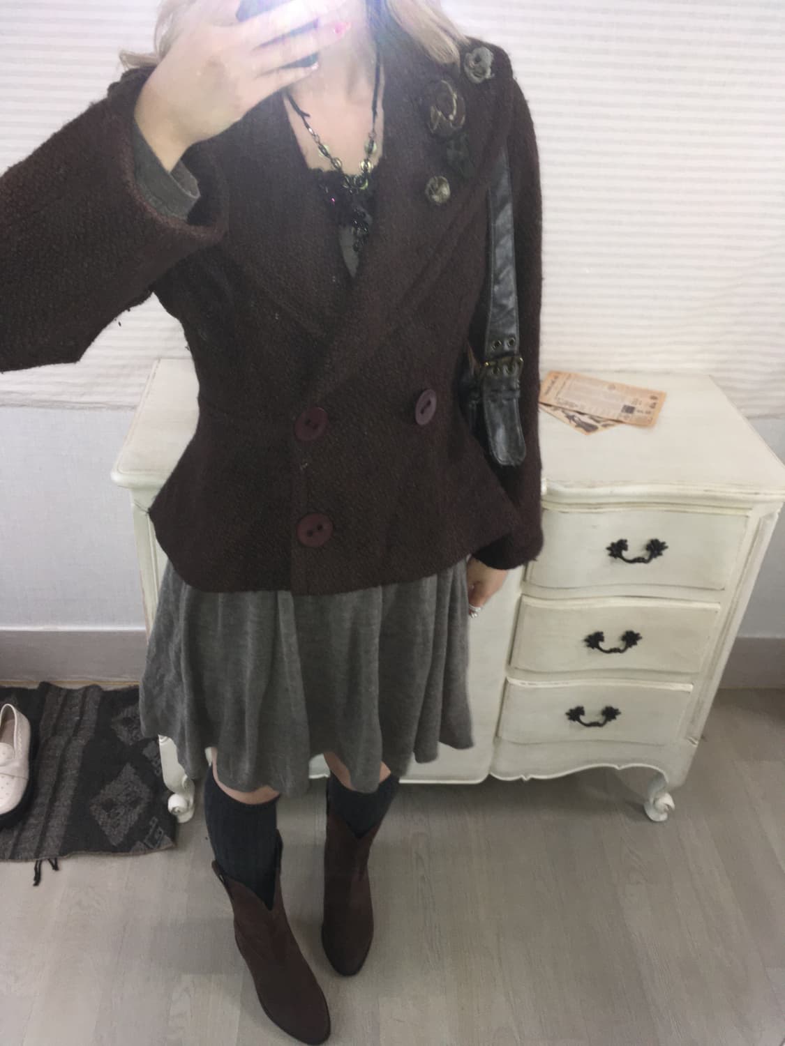 jpn vintage 브라운 플로랄 브로치 앤티크 버튼 자켓 상품이미지2