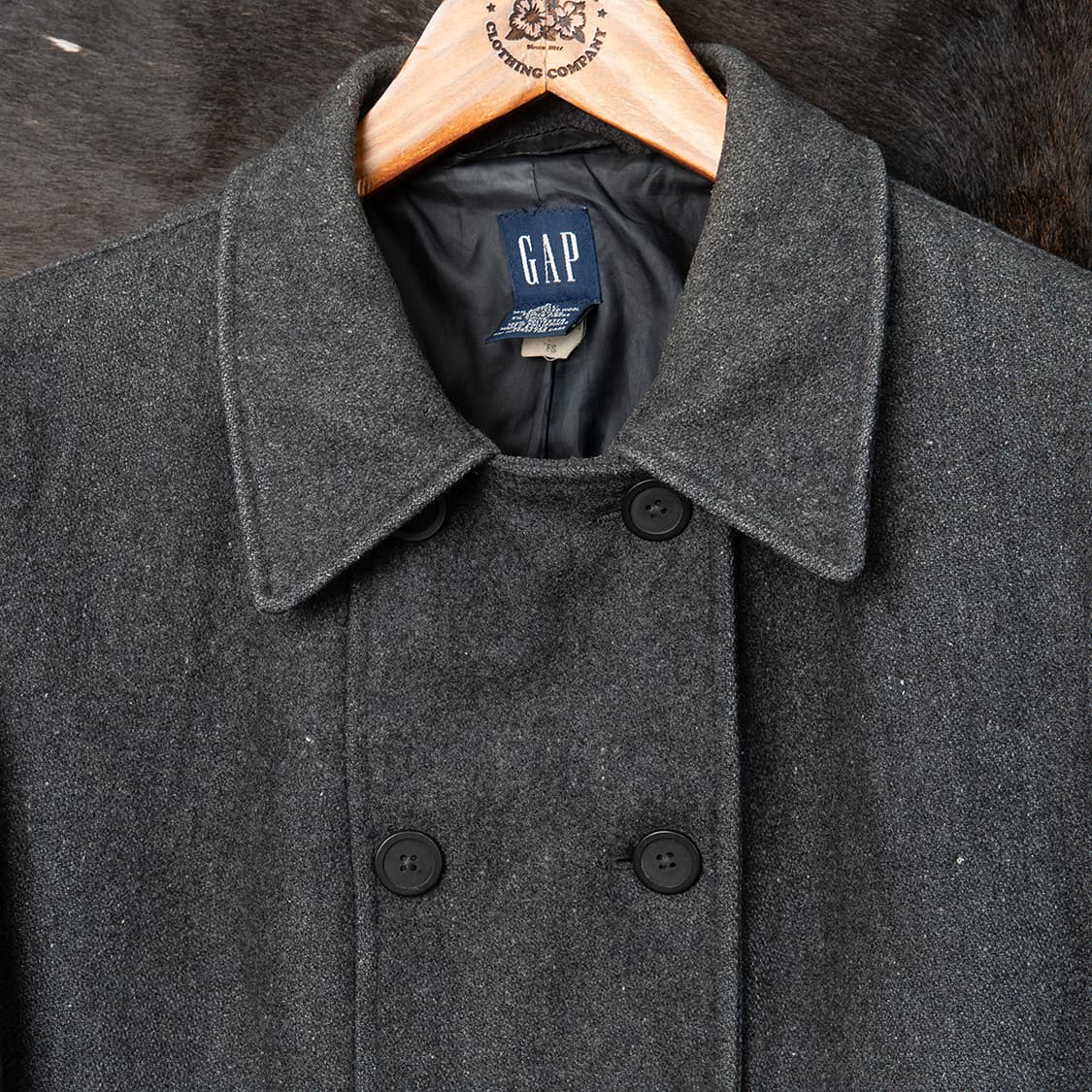 [100] 90s~ 갭 GAP 더블브레스티드 울 오버코트 다크 그레이  상품이미지2