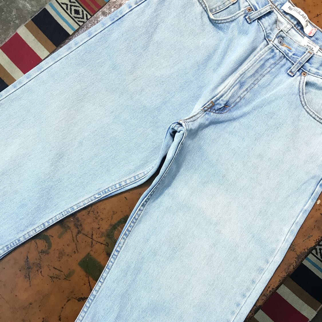 리바이스 505 연청 데님 팬츠 허리 32 사이즈  상품이미지4
