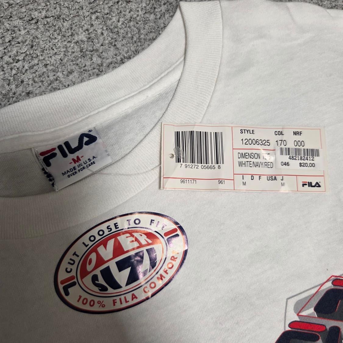 90s 미국제 FILA 반팔 티셔츠 L(100) 상품이미지5
