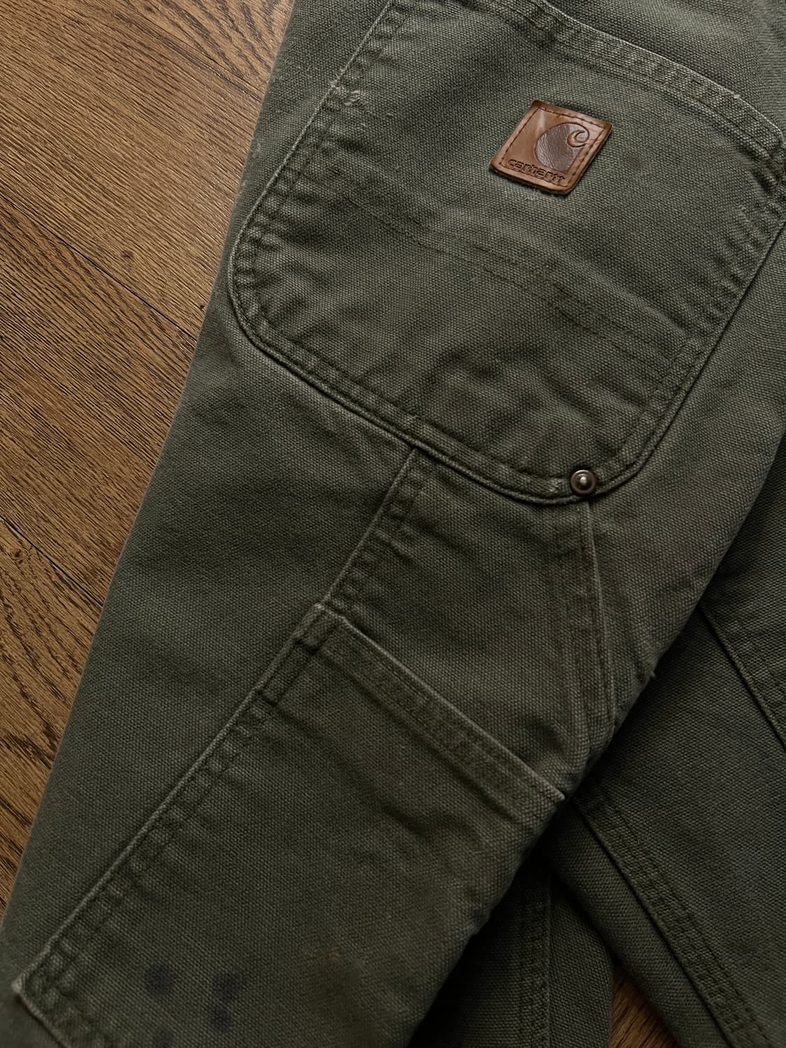 [38]칼하트 USA 더티워싱 모스그린 더블니 워크 팬츠 상품이미지8