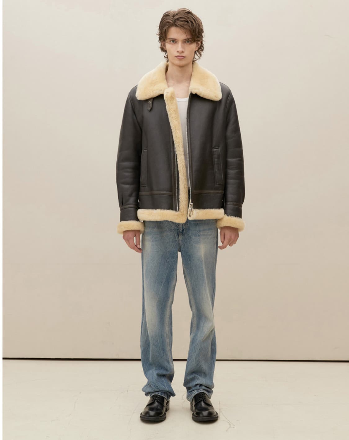 [M] 스페로네 B-3 리얼 레더 (램스킨) 무스탕 브라운 상품이미지1