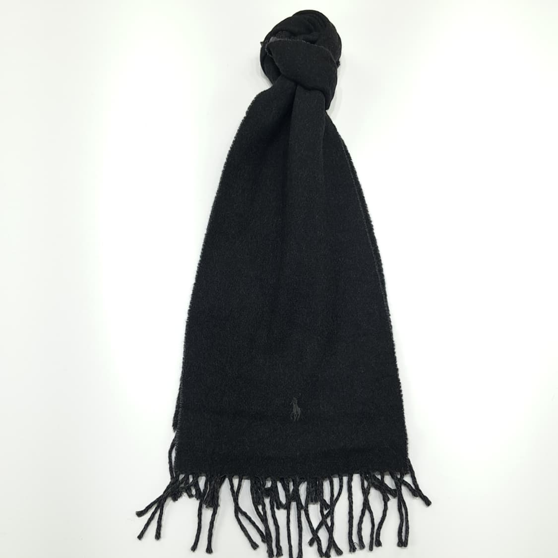 MX215 폴로 랄프로렌 차콜블랙 그레이 램스울 양면 목도리 머플러 상품이미지1