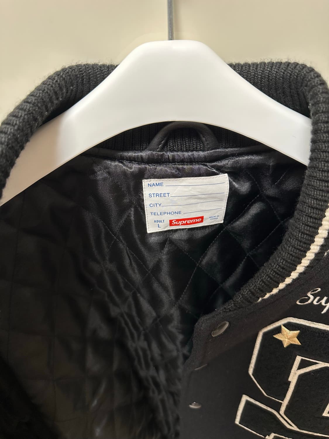 슈프림 23fw 타이거 바시티자켓 블랙 사이즈 L 라지 팝니다 상품이미지2